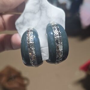 Elegant Silver and Black Hoop Earrings